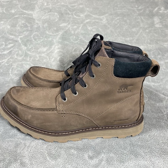 Sorel Boots Mens 10 Brown Suede Leather Madson II Moc Toe Waterproof Hiking Work - Picture 6 of 16